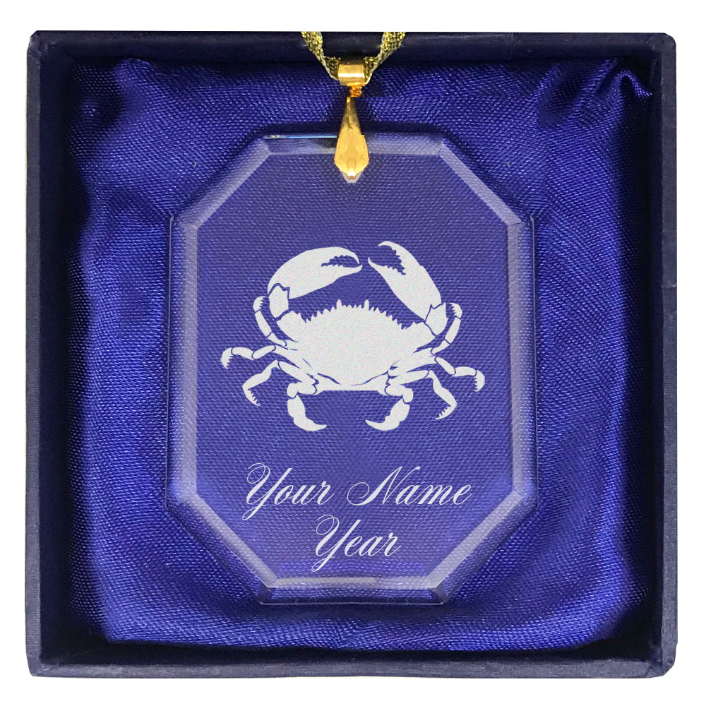 LaserGram Christmas Ornament, Crab, Personalized Engraving Included (Rectangle Shape)