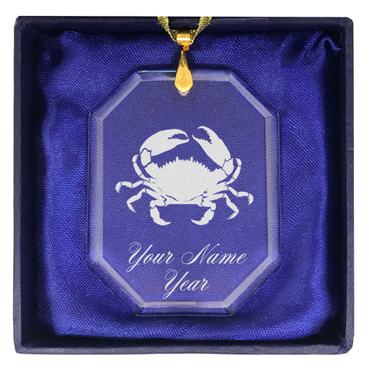 LaserGram Christmas Ornament, Crab, Personalized Engraving Included (Rectangle Shape)