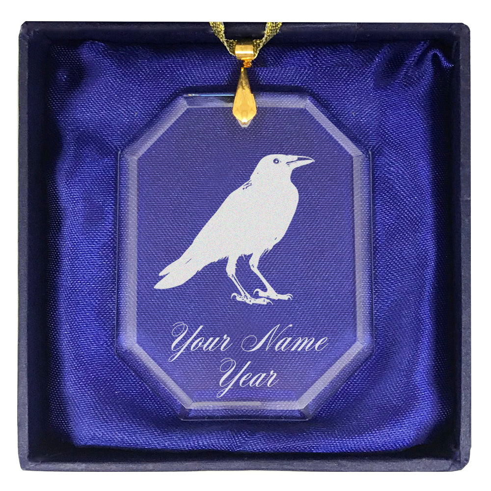 LaserGram Christmas Ornament, Crow, Personalized Engraving Included (Rectangle Shape)