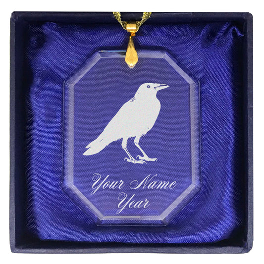 LaserGram Christmas Ornament, Crow, Personalized Engraving Included (Rectangle Shape)