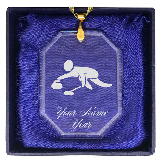 LaserGram Christmas Ornament, Curling Figure, Personalized Engraving Included (Rectangle Shape)