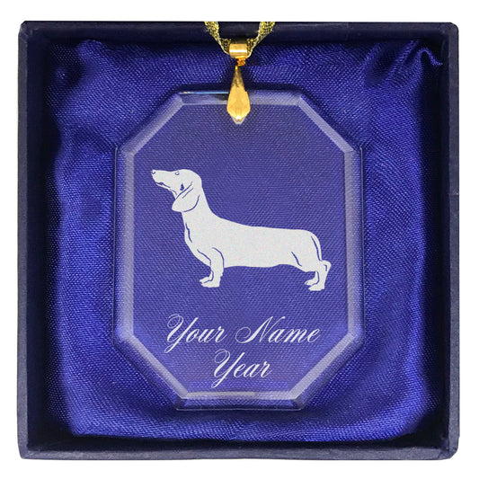 LaserGram Christmas Ornament, Dachshund Dog, Personalized Engraving Included (Rectangle Shape)