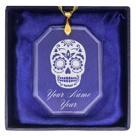 LaserGram Christmas Ornament, Day of the Dead, Personalized Engraving Included (Rectangle Shape)
