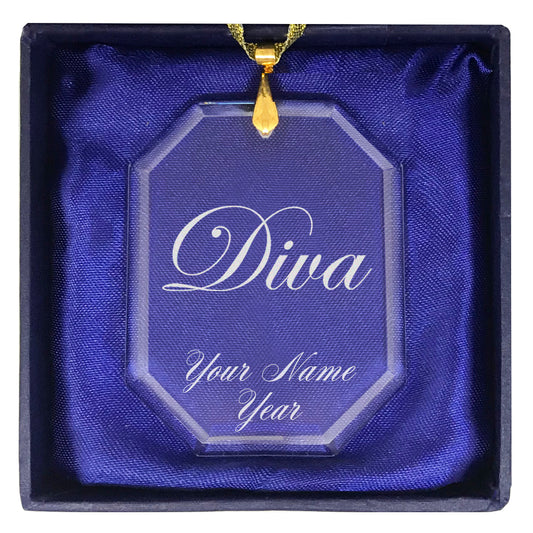 LaserGram Christmas Ornament, Diva, Personalized Engraving Included (Rectangle Shape)