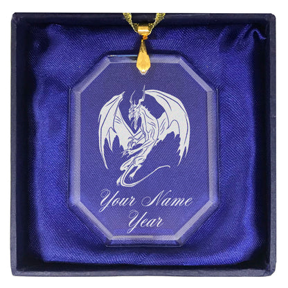 LaserGram Christmas Ornament, Dragon, Personalized Engraving Included (Rectangle Shape)