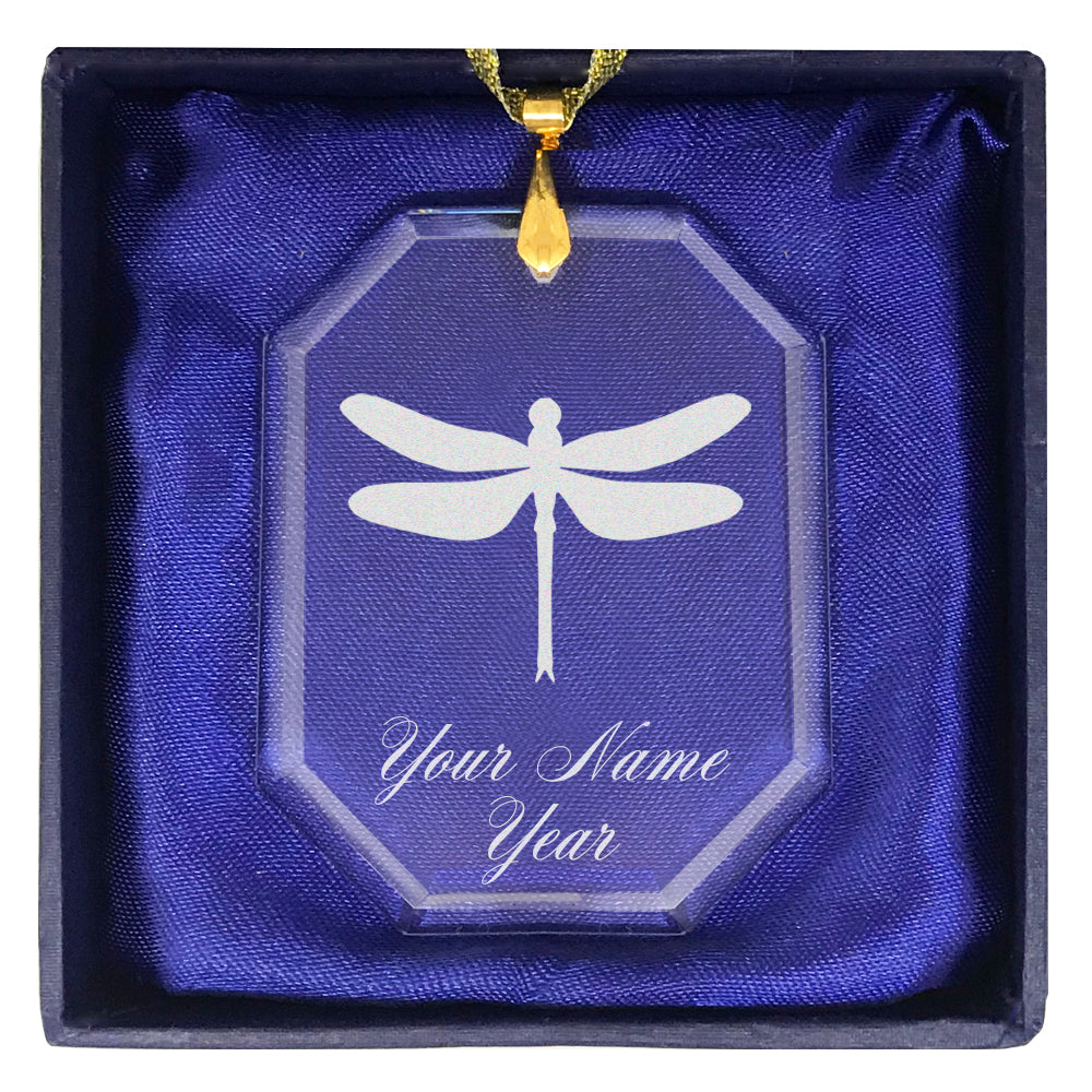 LaserGram Christmas Ornament, Dragonfly, Personalized Engraving Included (Rectangle Shape)