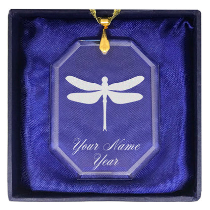 LaserGram Christmas Ornament, Dragonfly, Personalized Engraving Included (Rectangle Shape)