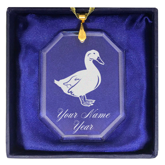 LaserGram Christmas Ornament, Duck, Personalized Engraving Included (Rectangle Shape)