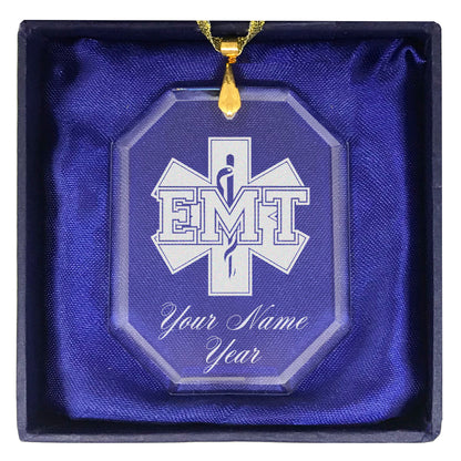 LaserGram Christmas Ornament, EMT Emergency Medical Technician, Personalized Engraving Included (Rectangle Shape)