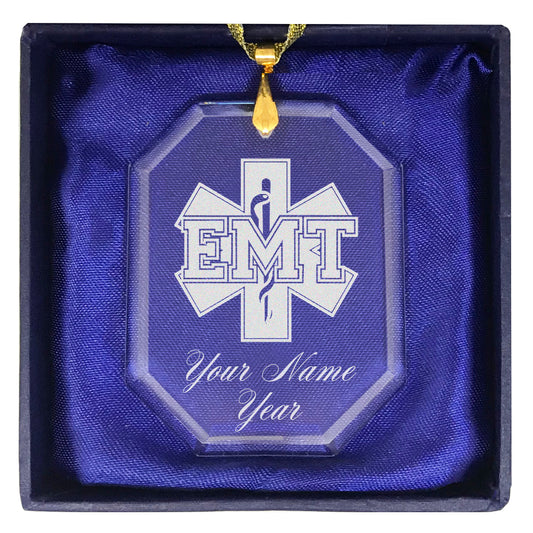 LaserGram Christmas Ornament, EMT Emergency Medical Technician, Personalized Engraving Included (Rectangle Shape)