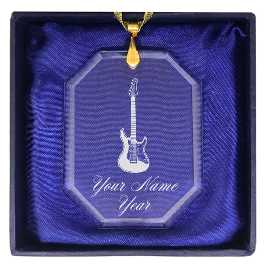 LaserGram Christmas Ornament, Electric Guitar, Personalized Engraving Included (Rectangle Shape)