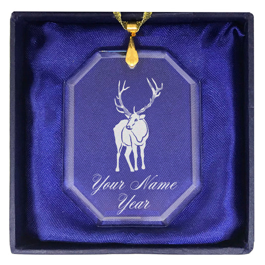 LaserGram Christmas Ornament, Elk, Personalized Engraving Included (Rectangle Shape)