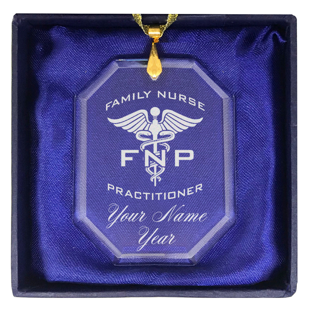 LaserGram Christmas Ornament, FNP Family Nurse Practitioner, Personalized Engraving Included (Rectangle Shape)