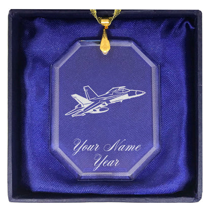 LaserGram Christmas Ornament, Fighter Jet 2, Personalized Engraving Included (Rectangle Shape)