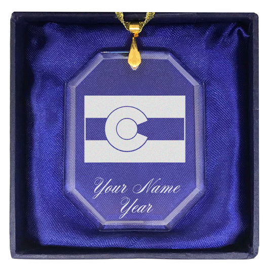 LaserGram Christmas Ornament, Flag of Colorado, Personalized Engraving Included (Rectangle Shape)