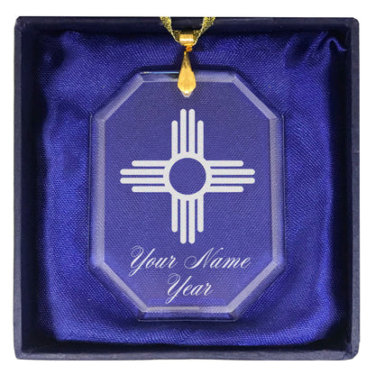 LaserGram Christmas Ornament, Flag of New Mexico, Personalized Engraving Included (Rectangle Shape)