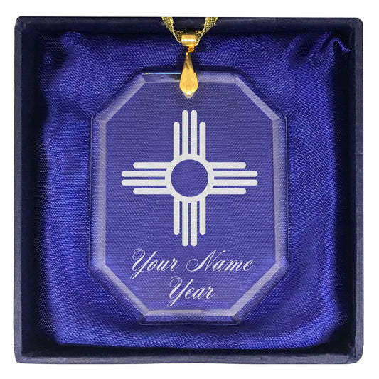 LaserGram Christmas Ornament, Flag of New Mexico, Personalized Engraving Included (Rectangle Shape)