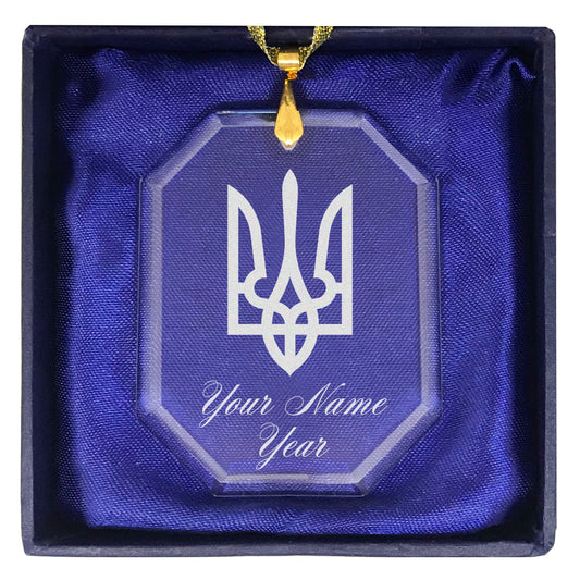 LaserGram Christmas Ornament, Flag of Ukraine, Personalized Engraving Included (Rectangle Shape)