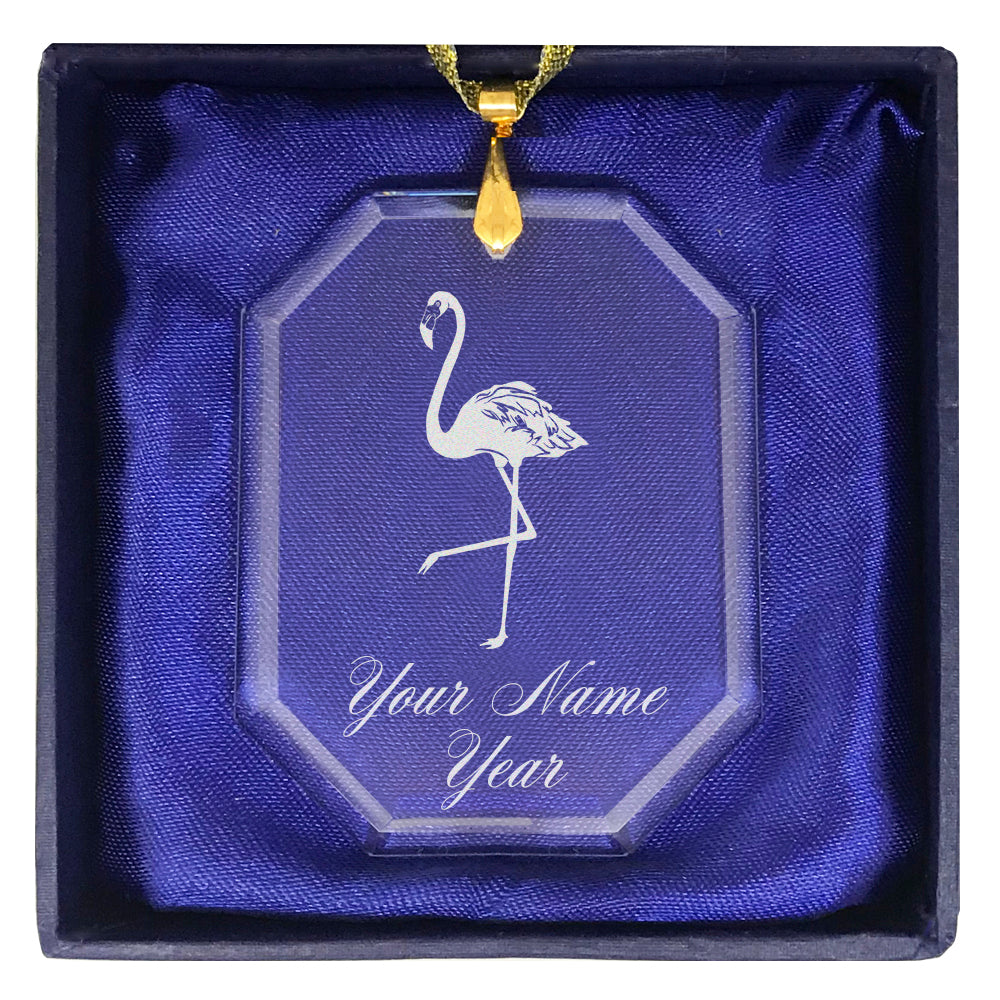 LaserGram Christmas Ornament, Flamingo, Personalized Engraving Included (Rectangle Shape)