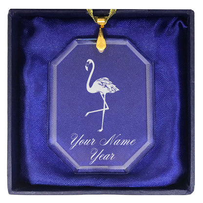 LaserGram Christmas Ornament, Flamingo, Personalized Engraving Included (Rectangle Shape)