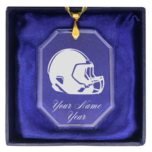 LaserGram Christmas Ornament, Football Helmet, Personalized Engraving Included (Rectangle Shape)