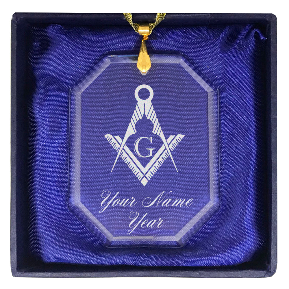 LaserGram Christmas Ornament, Freemason Symbol, Personalized Engraving Included (Rectangle Shape)