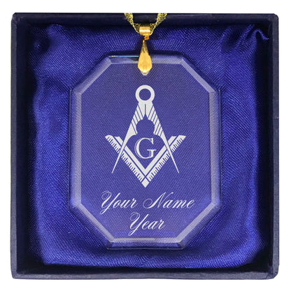 LaserGram Christmas Ornament, Freemason Symbol, Personalized Engraving Included (Rectangle Shape)