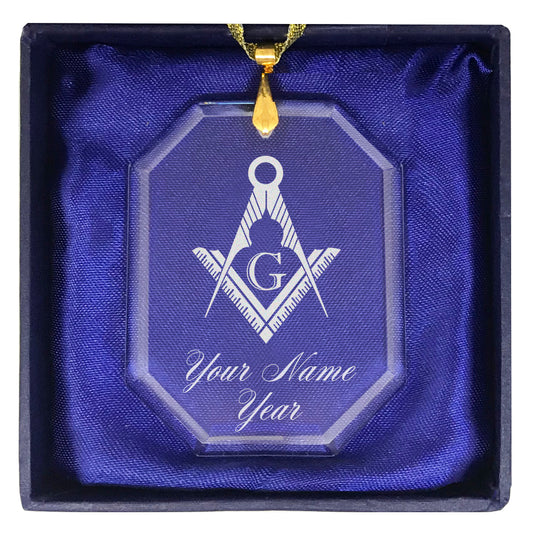 LaserGram Christmas Ornament, Freemason Symbol, Personalized Engraving Included (Rectangle Shape)