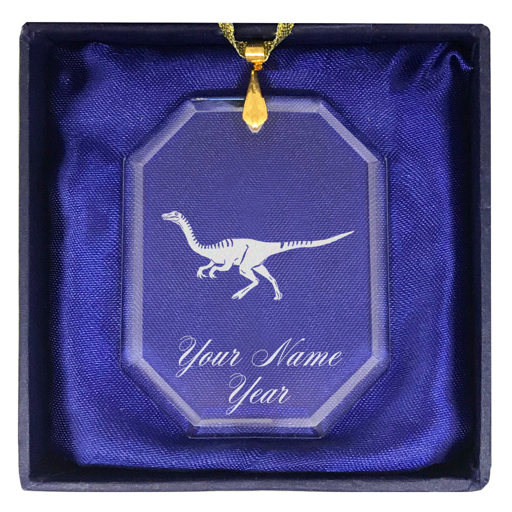 LaserGram Christmas Ornament, Gallimimus Dinosaur, Personalized Engraving Included (Rectangle Shape)