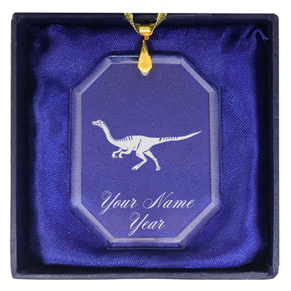 LaserGram Christmas Ornament, Gallimimus Dinosaur, Personalized Engraving Included (Rectangle Shape)