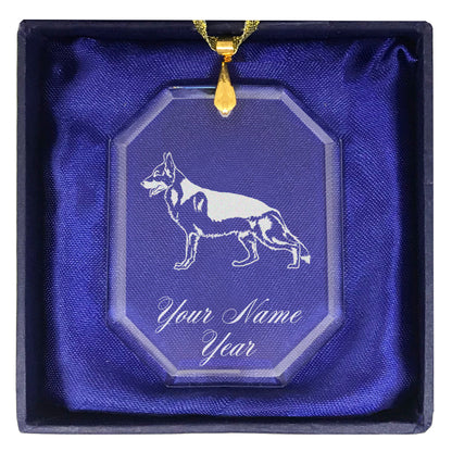 LaserGram Christmas Ornament, German Shepherd Dog, Personalized Engraving Included (Rectangle Shape)