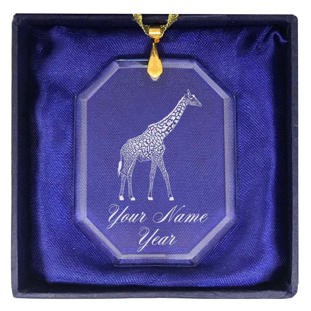 LaserGram Christmas Ornament, Giraffe, Personalized Engraving Included (Rectangle Shape)