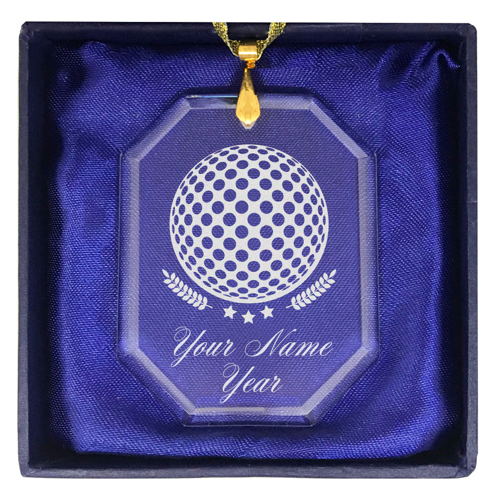 LaserGram Christmas Ornament, Golf Ball, Personalized Engraving Included (Rectangle Shape)