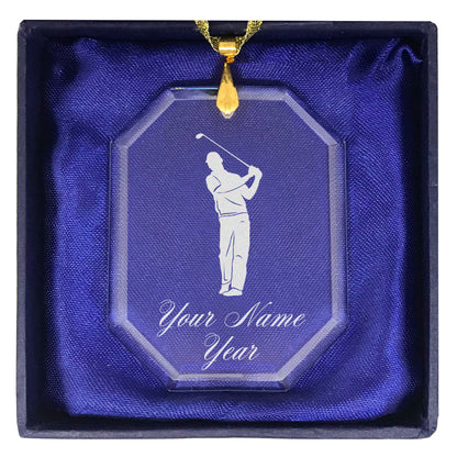 LaserGram Christmas Ornament, Golfer, Personalized Engraving Included (Rectangle Shape)