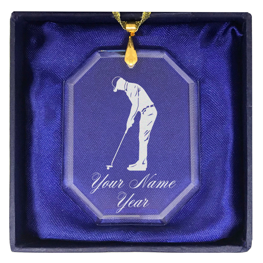 LaserGram Christmas Ornament, Golfer Putting, Personalized Engraving Included (Rectangle Shape)