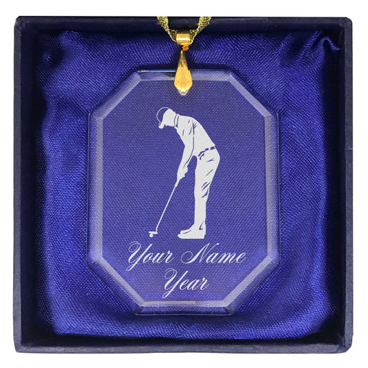 LaserGram Christmas Ornament, Golfer Putting, Personalized Engraving Included (Rectangle Shape)