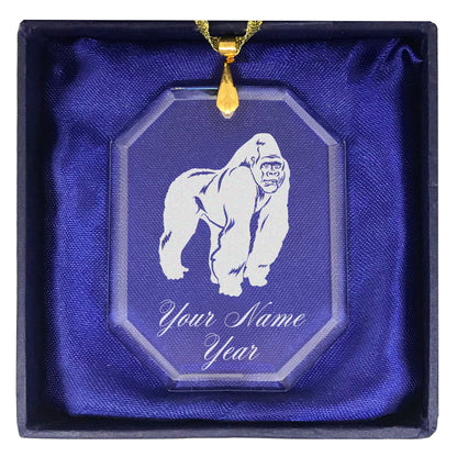 LaserGram Christmas Ornament, Gorilla, Personalized Engraving Included (Rectangle Shape)