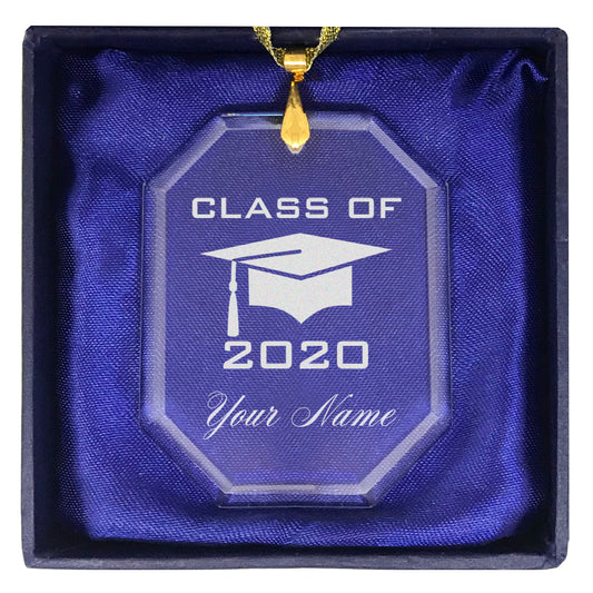 LaserGram Christmas Ornament, Grad Cap Class of 2020, Personalized Engraving Included (Rectangle Shape)