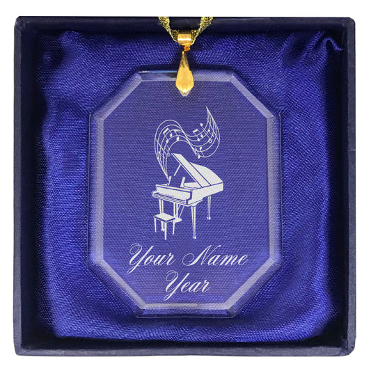 LaserGram Christmas Ornament, Grand Piano, Personalized Engraving Included (Rectangle Shape)