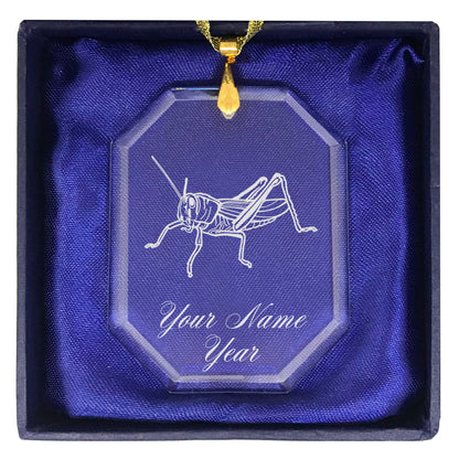 LaserGram Christmas Ornament, Grasshopper, Personalized Engraving Included (Rectangle Shape)