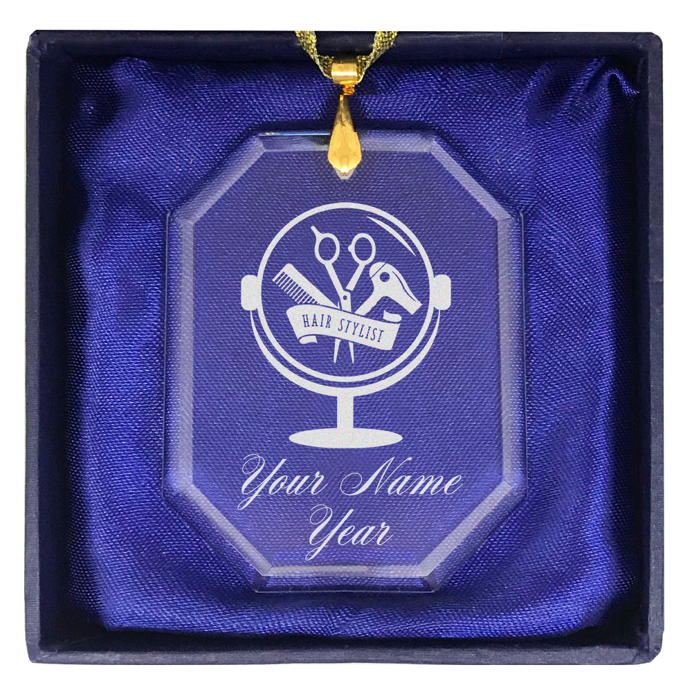 LaserGram Christmas Ornament, Hair Stylist, Personalized Engraving Included (Rectangle Shape)