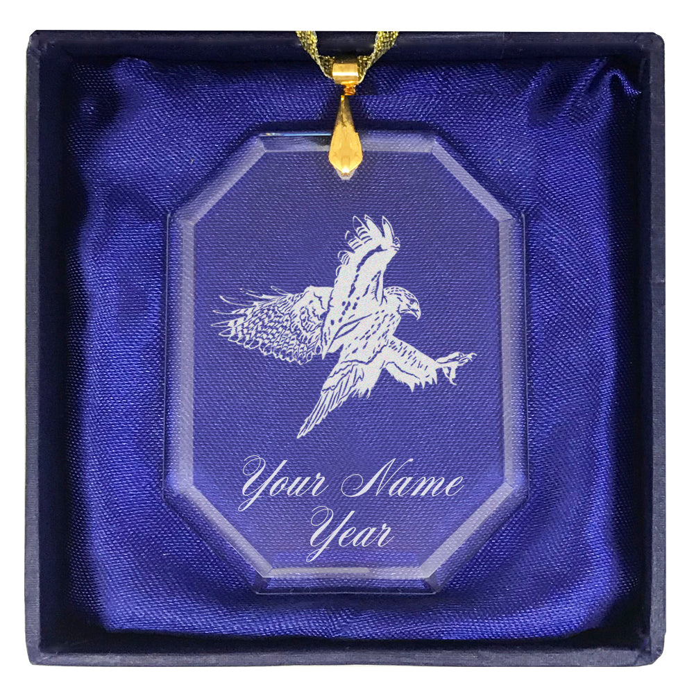 LaserGram Christmas Ornament, Hawk, Personalized Engraving Included (Rectangle Shape)