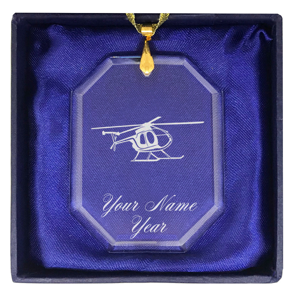 LaserGram Christmas Ornament, Helicopter 1, Personalized Engraving Included (Rectangle Shape)