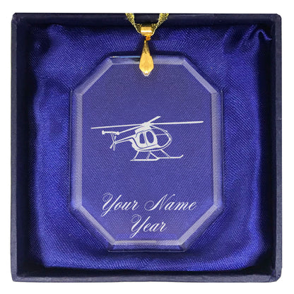 LaserGram Christmas Ornament, Helicopter 1, Personalized Engraving Included (Rectangle Shape)