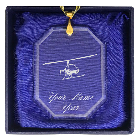 LaserGram Christmas Ornament, Helicopter 2, Personalized Engraving Included (Rectangle Shape)