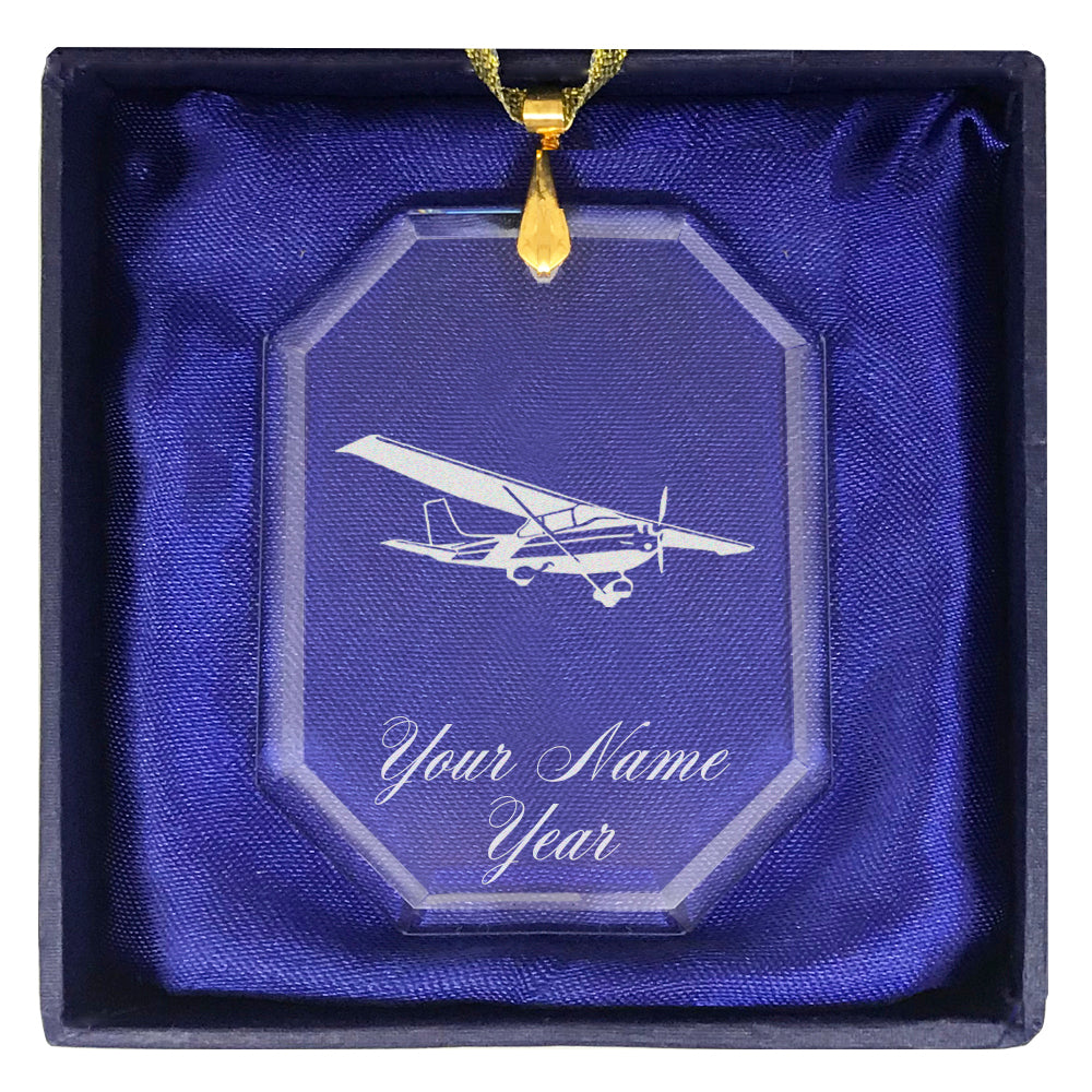 LaserGram Christmas Ornament, High Wing Airplane, Personalized Engraving Included (Rectangle Shape)