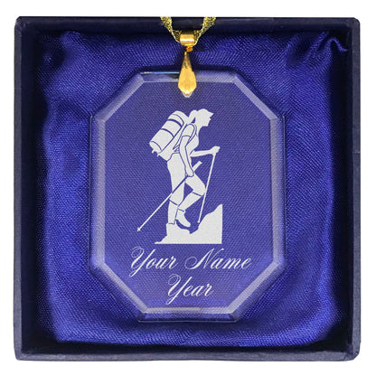 LaserGram Christmas Ornament, Hiker Woman, Personalized Engraving Included (Rectangle Shape)