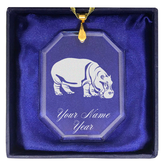 LaserGram Christmas Ornament, Hippopotamus, Personalized Engraving Included (Rectangle Shape)