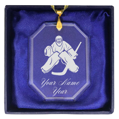 LaserGram Christmas Ornament, Hockey Goalie, Personalized Engraving Included (Rectangle Shape)