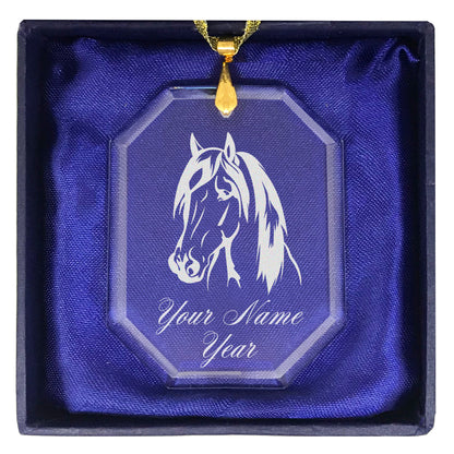 LaserGram Christmas Ornament, Horse Head 1, Personalized Engraving Included (Rectangle Shape)